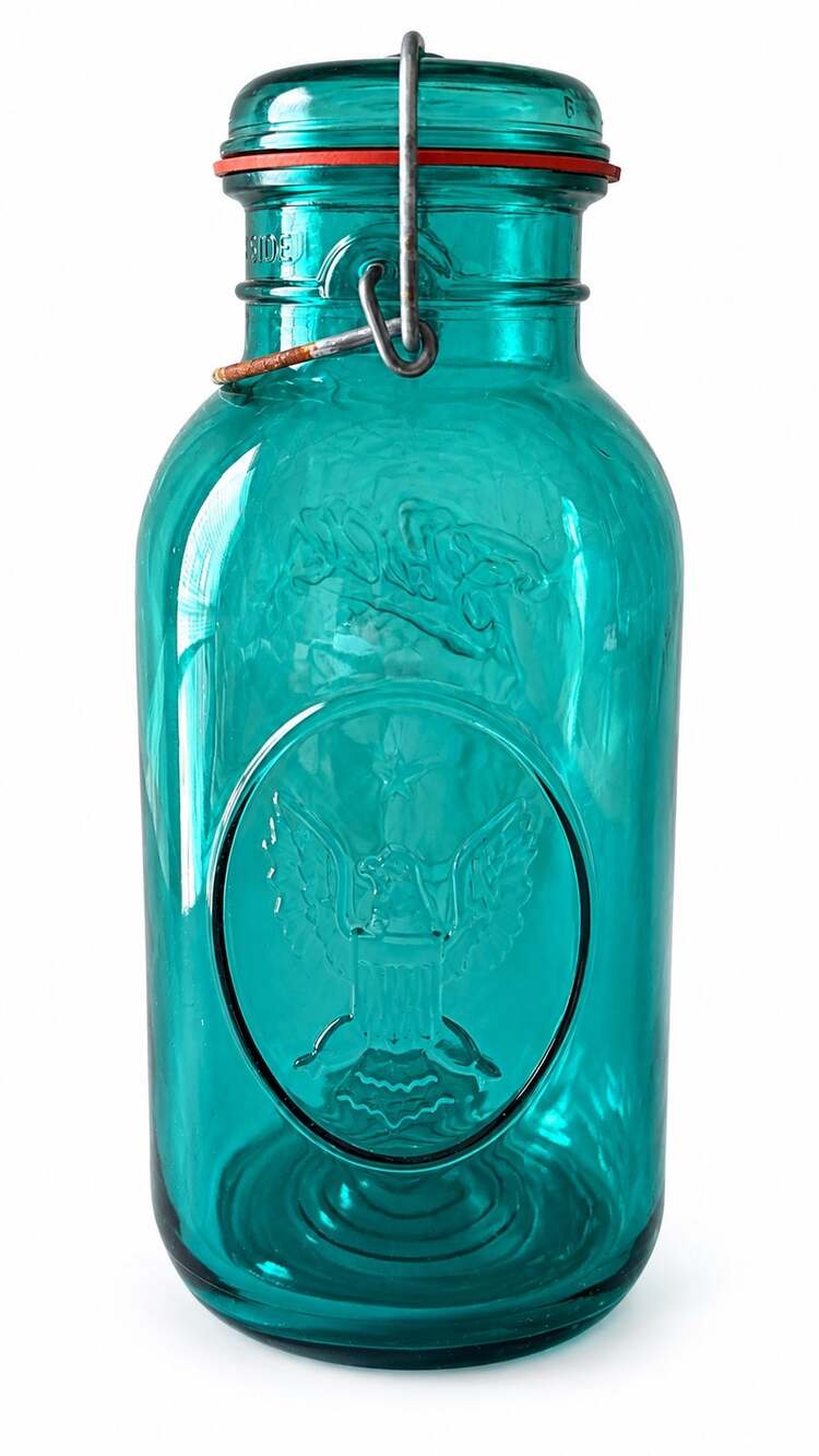 Vintage 1976 Ball Bicentennial Eagle Blue Mason Jar 1 Quart Wire Bail Lid